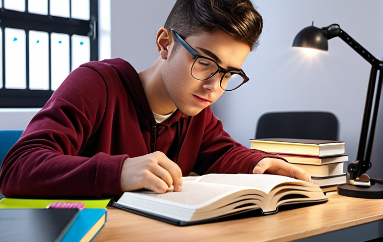 **A student intensely studying energy management concepts, surrounded by textbooks and online resources. Focus on a positive and motivated attitude.**