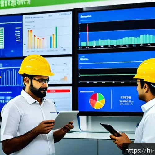 Home 31 에너지관리 자격증 공부에 필요한 자료들 - A modern industrial factory interior focused on energy management, showing engineers wearing safety ...